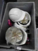 *Box of 4 Safety Helmets, and Assorted Cleaning Materials; Febreze, Vanish, etc.