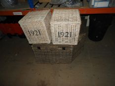 *Two Wicker Stools and a Wicker Basket