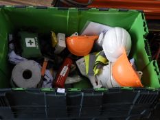 *Plastic Crate Containing Safety Helmets, First Aid Kits, Claw Hammers, Fire Extinguishers, etc.