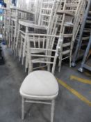 *Stillage Containing 43 Limed Oak Chiavari Bobbin Backed Dining Chairs with Upholstered Seat Pads