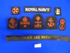 HMS Ark Royal Cap Tally and Assorted Naval Trade Badges etc.