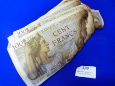 Approximately Thirty-Seven 100 Franc Bank Notes, and Nine 20 Franc Bank Notes dated 1941