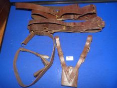 Two Sam Brown Belts with Shoulder Straps and Sword Frog