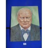 Oil on Canvas of Winston Churchill 41x50cm