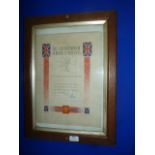 Framed Liberation of Norway Certificate ~53.5x39.5cm