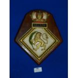 Navy Plaque on Wood 28cm
