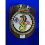 Navy Plaque on Wood 27.5cm