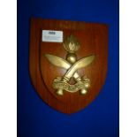 Brass Gurkha Plaque on Wood 20x17cm