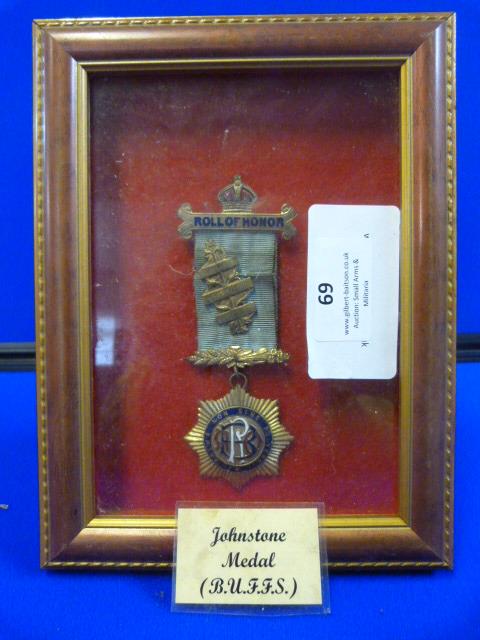 Framed Buffs Medal (Johnston Collection, Fort Paull)