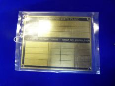 Brass Vehicle Repair Data Plate