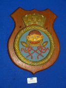 Navy Plaque on Wood 26.5cm