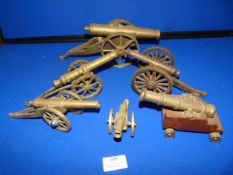 Six Assorted Model Brass Cannons (one AF)
