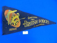 British Forces in Australia Pennant ~41x21cm (some moth)