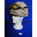 British Helmet with Desert DPM Cover and Goggles