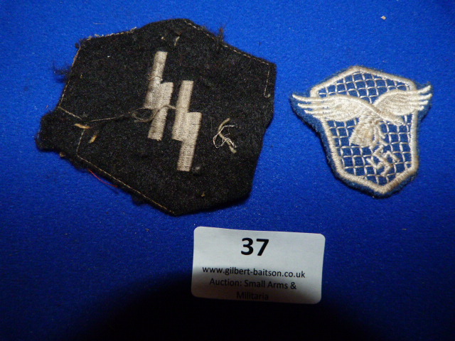 Variation of Luftwaffe Driver's Cloth Badge and SS Collar Patch Runes