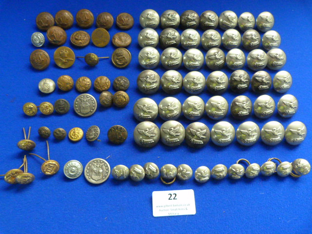 Quantity of Assorted Buttons Including Military, Railway, Merchant Navy, etc.