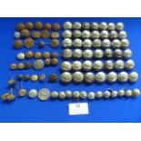 Quantity of Assorted Buttons Including Military, Railway, Merchant Navy, etc.