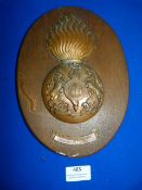 Copper on Wood 11th Battalion Royal Scots Fusiliers Plaque 25.5cm high