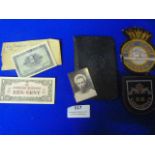 Navy Diary dated 1947 with Associated Ephemera and Badges