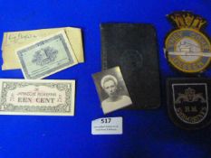 Navy Diary dated 1947 with Associated Ephemera and Badges