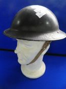 WWII British Steel Helmet (Police?) with Original Liner and Chin Strap