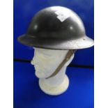 WWII British Steel Helmet (Police?) with Original Liner and Chin Strap