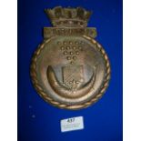 Brass Navy Plaque 20cm high