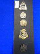 Three French Badges Including Maginot Line Badge, Italian Badge and UTP Badge