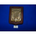 French Navy Brass Plaque on Wooden Mount ~17x13cm