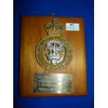 Metal on Wood Canadian Light Infantry Plaque 23x19cm