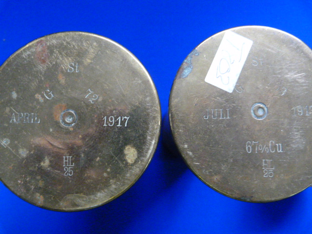 Two WWI Trench Art Shell Cases, and a Brass Shell Case Tobacco Tin - Image 5 of 6