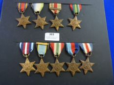 Nine WWII Campaign Medals