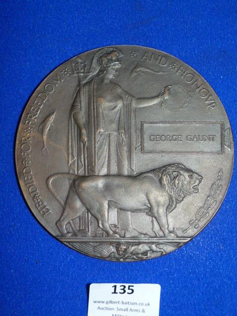 WWI Death Plaque for George Gaunt