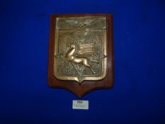 French Navy Brass Plaque on Wooden Mount ~21x16cm