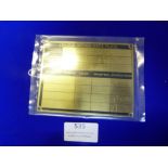 Brass Vehicle Repair Data Plate