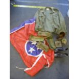 Mixed Lot Including Boots, Webbing, Shirt, Flag, etc.