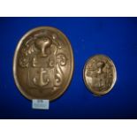 Two French Navy Brass Plaque ~19x15cm and 10x8cm