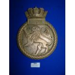 Brass Navy Crest ~23cm high