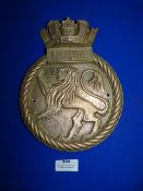 Brass Navy Crest ~23cm high