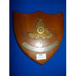 Brass on Wood Royal Indian Artillery Plaque 23cm high