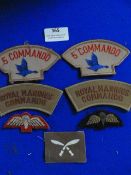 Cloth Commando and Gurkha Badges, and Two Sets of Cloth Para Wings