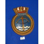 Metal Navy Plaque on Wood 24.5cm