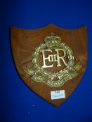 Brass RMP Badge on Wood 23.5x22.5cm
