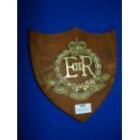 Brass RMP Badge on Wood 23.5x22.5cm