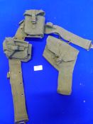 Webbing Holster dated 1945 with Belt and Pouches