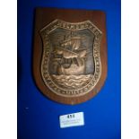 Brass on Wood Argentinian Navy NCO Plaque 16cm high