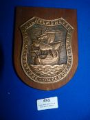 Brass on Wood Argentinian Navy NCO Plaque 16cm high