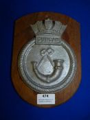 Navy Plaque on Wood 23cm