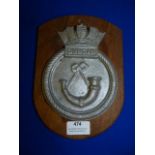 Navy Plaque on Wood 23cm