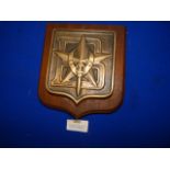 French Navy Brass Plaque on Wooden Mount ~18x16cm